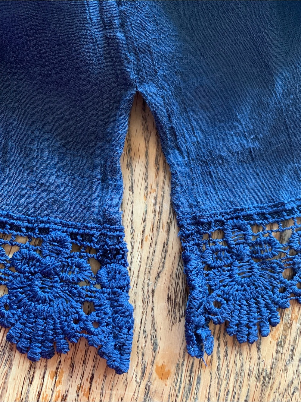 Zac & Rachel Semi Sheer Square Neck Crochet Blue Blouse Bell Sleeves Gypsy Drama - Picture 10 of 13